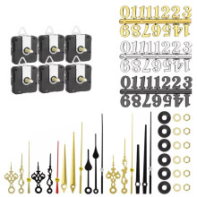 Kit de 6 Mécanismes D'Horloge Murale à Quartz de 22 mm avec 8 Paires Différentes D'Aiguilles et 6 Chiffres D'Horloge