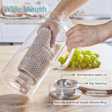 Pitcher Lid and Spout, Glass Carafe for Hot/Cold Water, Large Iced Tea Pitcher for Coffee, Juice and Homemade Beverage
