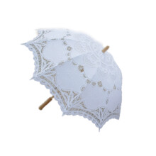 80cm Victorian Lace Embroidery Wedding Umbrella Bridal Parasol, white