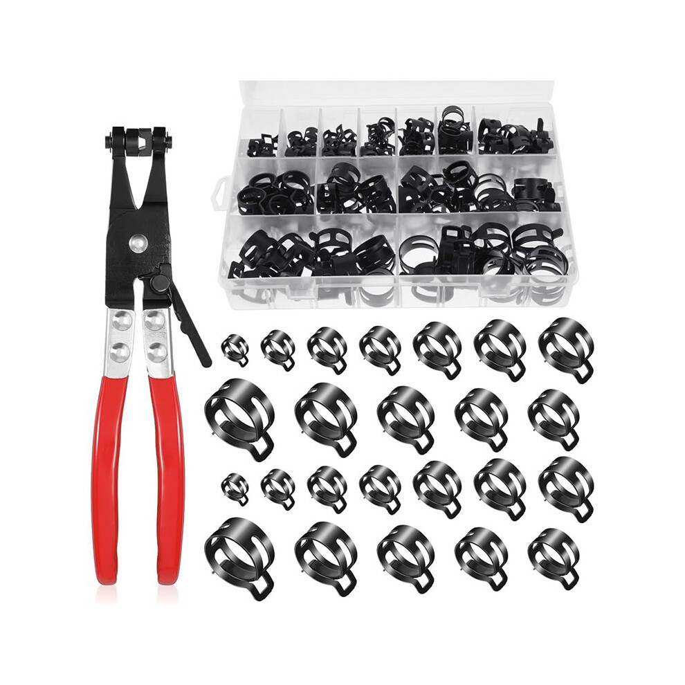 7-22Mm Spring Hose Clamp Assortment With Swivel Flat Band Fuel Clips Hose Clamp Plier, Small Hose Clamps Hoses 4711227078869