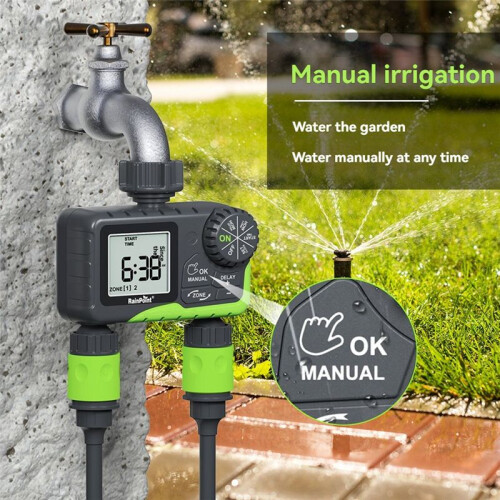 RainPoint Garden Water Timer Dual Irrigation, Intelligent Timing Controller, Automatic Watering Device with Rain Delay 1