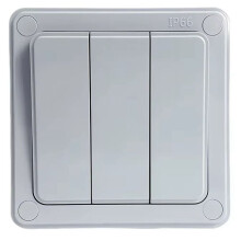 IP66 Waterproof 2 Way Outdoor Wall Light 3 Gang Push Button Power 16A Dust-Proof for Home Garden