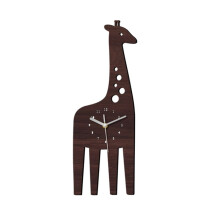Horloge Murale Numérique en Bois Motif Girafe, Silencieuse, pour Chambre D'Enfant, Maternelle, Décoration Murale