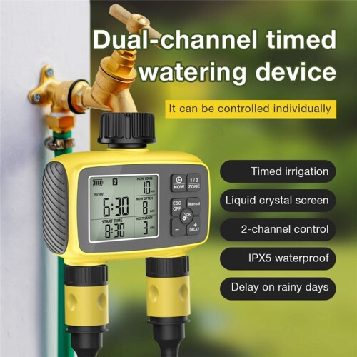 Intelligent Watering Controller Dual-Zone Water Timer Control System Automatic Outdoor Flower Watering Valve Device 2