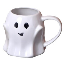 Caneca Fantasma 3D, Xícara de Café de Cerâmica Fofa, Caneca com Rosto Fantasma para o Halloween, Amante de Café, Leite e Chá (Branca)