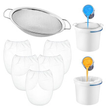 5 Pcs 5 Gallon Paint Strainer Bag Nylon Filter Bag 60 Mesh Stainless Steel Paint Filter for Latex Hydroponics Gardening