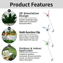 Indoor & Outdoor Fake Dragonfly Rod Clip, Dragonfly Clip Bug Repellent, 3D Artificial Dragonfly Hat Clips,(Mixed-8pcs)