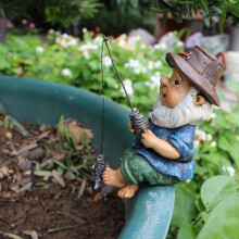 Garden Gnome Statue Resin Fishing Dwarf Elf Statue Outdoor Pastoral Landscape Ornaments for Garden Yard Lawn Decor
