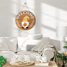 Interchangeable Wooden Gnome Welcome Sign Interchangeable Wooden Seasonal Sign Holiday Decor with Magnet Pieces A