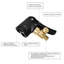 Ottone Pompa Gonfiabile Portatile Auto Pneumatico Mandrino Aria Pompa di Gonfiaggio Valvola Connettore Adattatore Clip- Valvola Della Ruota del