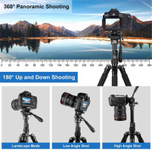 PULUZ 1.6m Reverse-Folding Professional Video Tripod with Fluid Drag for Outdoor Activities