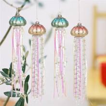 4Pcs Novelty Christmas Tree Jellyfish Universal Jellyfish Ornament Festive Decor Glass Pearl Christmas Tree Jellyfish