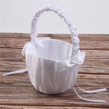 Romantische Bowknot weiss Satin Hochzeit Zeremonie Party Blumenmaedchen Korb