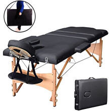 Portable Foldable Massage Table Black Wood Beauty Therapy Couch