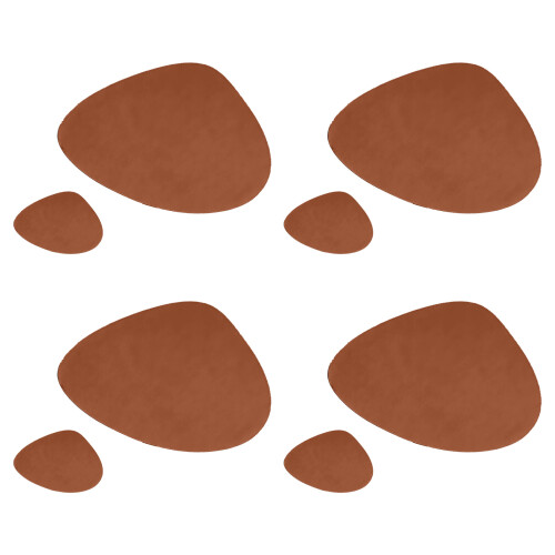 Teardrop Shape Leather Placemat Reversible Two Tone-brown gray