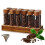 12-Pack 2oz Borosilicate Coffee Bean Storage with Walnut Display Stand 3