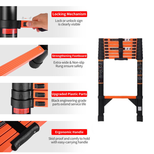 3.1M Heavy Duty Multi-Purpose Metal Telescopic Ladder Extendable