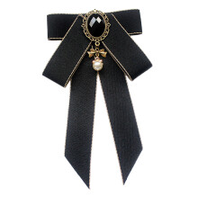 Ribbon Bow Brooch Pre Tied Bowknot Ladies Necktie for Uniform Blouse S