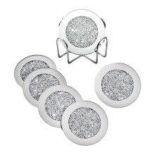Mirrored Coasters for Drinks Cup Mat 4inch Round for Home Restaurant K