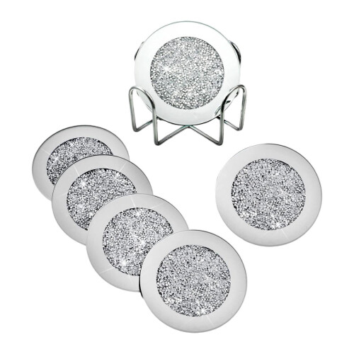 Mirrored Coasters for Drinks Cup Mat 4inch Round for Home Restaurant K