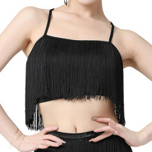 Women Tassels Fringe Dance Top Top for Club Dressing up Masquerade Bla