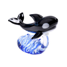 Glass Whale Sculpture Animal Table Display Figures for Home Office Ver