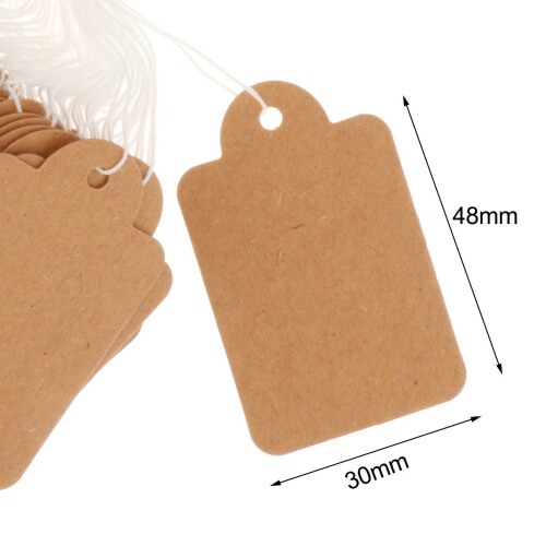 100 Pieces Paper Tags with String Attached Price Hanging Labels for Bi 1