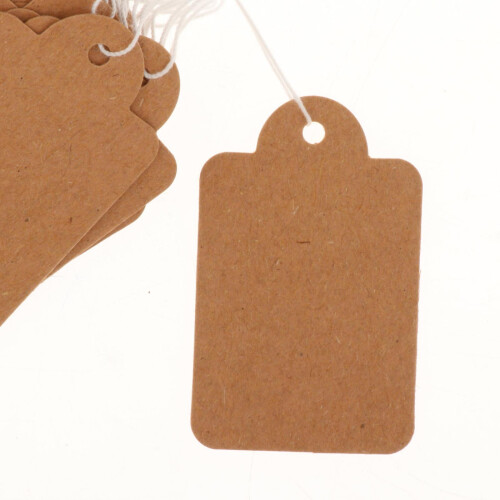 100 Pieces Paper Tags with String Attached Price Hanging Labels for Bi 2