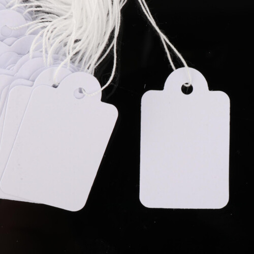 100 Pieces Paper Tags with String Attached Price Hanging Labels for Bi 2