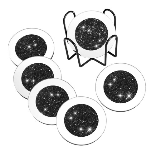 Mirrored Coasters for Drinks Cup Mat 4inch Round for Home Restaurant K