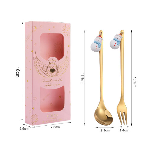 Christmas Spoon and Fork Set Xmas Christmas Tableware for Holiday Cake 1