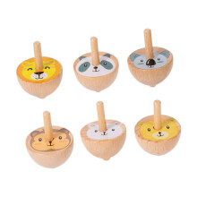 6Pcs Wood Rotation Top Toy Handmade Wooden Top for Kids Party Supplies
