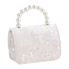 Little Girl Handbag Beading Handle Chic Purse for Daily Birthday Gift