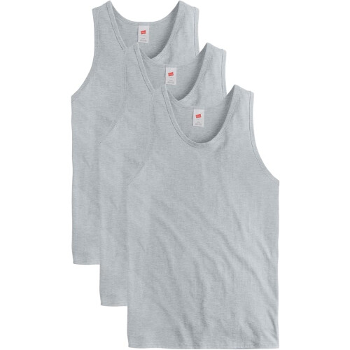 Hanes Men Tank Top 3-Pack (L) Light Steel