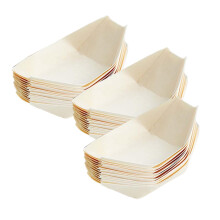 50Pcs Wood Boat Serving Trays Disposable Wedding Food Container Multip