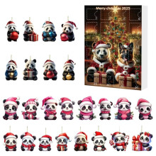 Kalendarz Adwentowy z Czapkami Mikołaja, Ozdoby Choinkowe, Akrylowa Miniaturowa Choinka w Kształcie Pandy do Wystroju Domu C