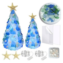 Christmas Tree DIY Kit Sea Glass Pieces for DIY Crafts Christmas Christmas Tree Lights Lamp Christmas Ornament Crafts