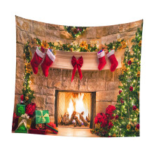 Christmas Fireplace Backdrop Christmas Background Cloth for Home Party