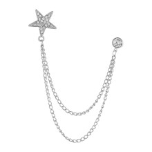 Men's Brooch Pin Five Pointed Star Tassel Collar Chains for Party Coat