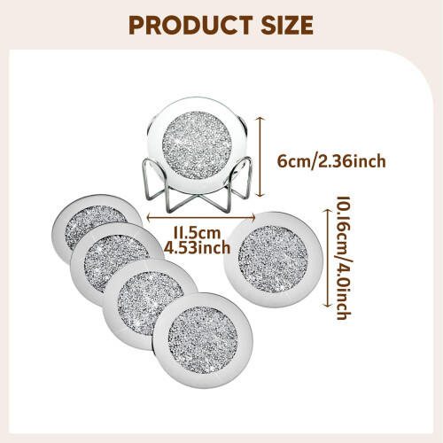 Mirrored Coasters for Drinks Cup Mat 4inch Round for Home Restaurant K 1