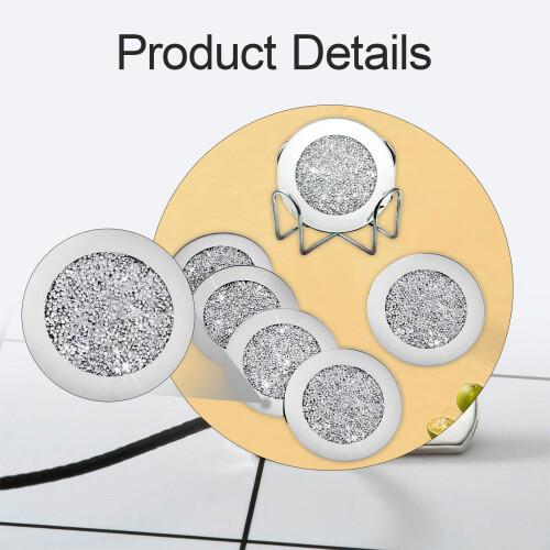 Mirrored Coasters for Drinks Cup Mat 4inch Round for Home Restaurant K 2
