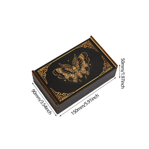Wooden Tarot Box Sliding Gift Rectangular Collectible Decorative Trink 1