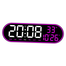 LED Wall Clock Modern LED Display Silent Alarm Clock for Home Bedroom