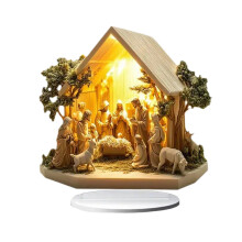 Christmas Nativity Scene Figurine Indoor Outdoor Desk Acrylic Table Or
