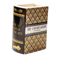 Decorative Vase Book Shaped Gift Ceramic Vase for Desktop Centerpiece