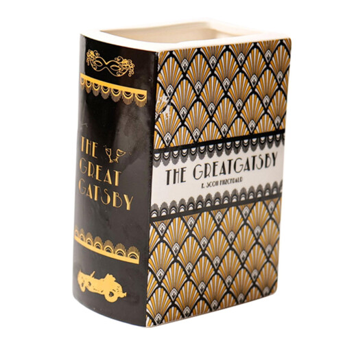 Decorative Vase Book Shaped Gift Ceramic Vase for Desktop Centerpiece