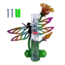 Fence Mounting Landscape Glass Tube Animal Rain Gauge for Yard Backyar