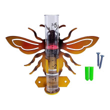 Fence Mounting Landscape Glass Tube Animal Rain Gauge for Yard Backyar