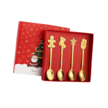 4x Christmas Spoon Set Portable Tea Spoon for Kids Children Cocktail W