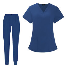 Men Women Scrubs Set V Neck Scrub Top and Pants Nurse Work Uniforms Wo